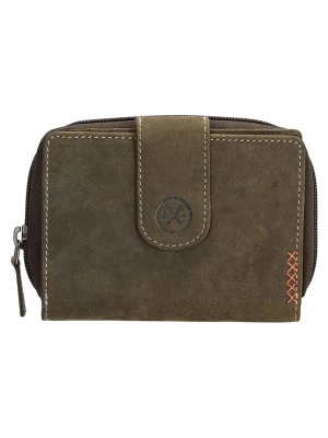 HIDE & STITCHES Skórzany portfel w kolorze khaki - 12,5 x 9 x 3,5 cm rozmiar: onesize