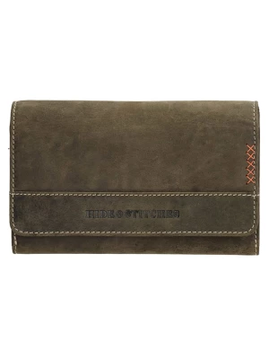 HIDE & STITCHES Skórzany portfel w kolorze khaki - 16 x 8 x 3 cm rozmiar: onesize