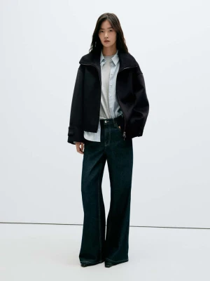 High-neck zip-up jacket czarny - Kobieta - MANGO