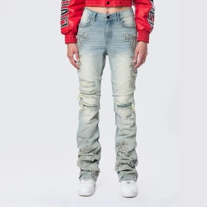 High Rise Stacked Western Jeans Smoke Rise niebieski