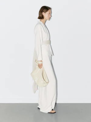 High-Waist Palazzo Pants - Studio - Biały - - Massimo Dutti - Female