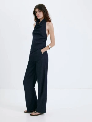 Spodnie denim z wysokim stanem niebieski - Kobieta - - MANGO