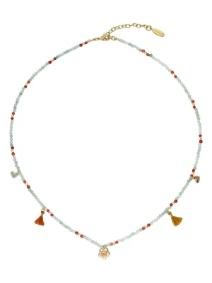 HIPANEMA Pozłacany naszyjnik "Yoyo" z kamieniami szlachetnymi - dł. 43 cm rozmiar: onesize zielony