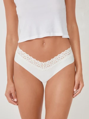 Hipstery w kształcie litery V z koronki i mikrofibry Etam