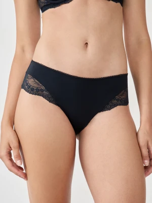 Hipstery z mikrofibry i koronki Etam