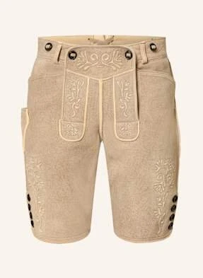 Hirscher Spodnie Skórzane W Stylu Ludowym Lusanne beige