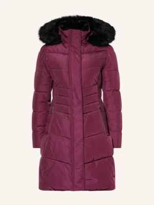 Hobbs Płaszcz Pikowany Ze Sztucznym Futrem I Odpinanym Kapturem lila