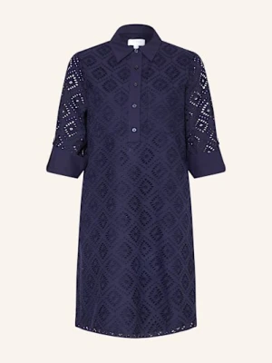 Hobbs Sukienka Koszulowa Marcia Z Dziurkowanej Koronki Z Rękawem 3/4 blau