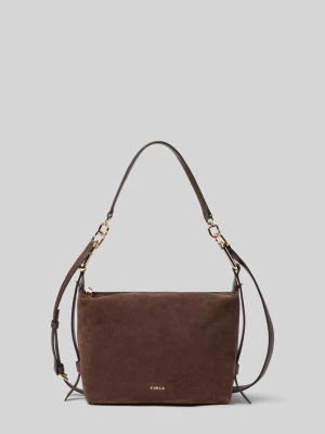 Hobo bag z zamkiem błyskawicznym model 'TONIE' Furla Ciemnobrązowy