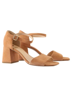 Högl Skórzane sandały "Beatrice" w kolorze beżowym na obcasie rozmiar: 40