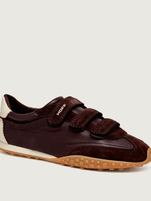 HOFF Skórzane sneakersy Bridge Velcros | zamsz brązowy
