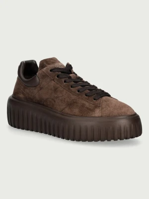 Hogan H-Stripes Allacciato H sneakersy damskie zamszowe brązowy