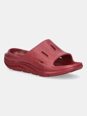 Hoka One One klapki ORA Recovery Slide 3 damskie kolor bordowy na platformie