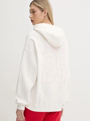 Hollister Co. bluza damska kolor biały z kapturem z aplikacją KI352-5139