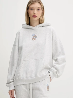 Hollister Co. bluza damska kolor szary z kapturem z nadrukiem KI352-5139