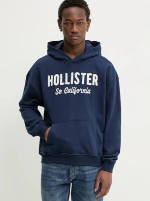 Hollister Co. bluza męska kolor granatowy z kapturem z aplikacją KI322-5388-200
