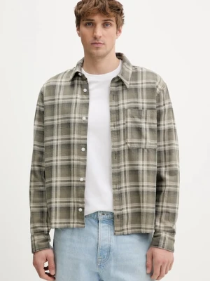 Hollister Co. koszula bawełniana męska kolor zielony relaxed z kołnierzykiem klasycznym KI325-5246-308