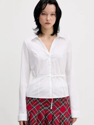 Hollister Co. koszula damska kolor biały slim z kołnierzykiem klasycznym KI340-5442