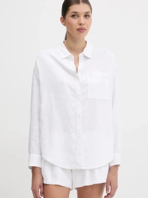Hollister Co. koszula lniana damska kolor biały relaxed z kołnierzykiem klasycznym KI340-5055