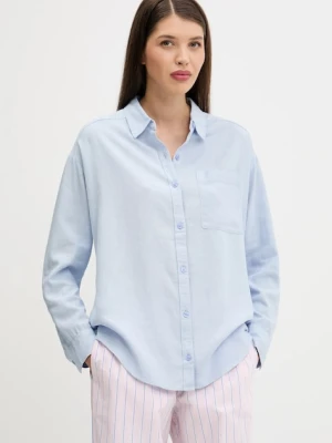 Hollister Co. koszula lniana damska kolor niebieski relaxed z kołnierzykiem klasycznym KI340-5162