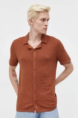 Hollister Co. koszula męska kolor brązowy regular