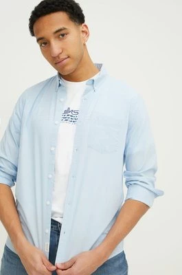 Hollister Co. koszula męska kolor niebieski regular z kołnierzykiem button-down