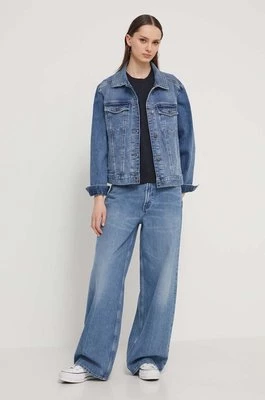 Hollister Co. kurtka jeansowa damska kolor niebieski przejściowa oversize