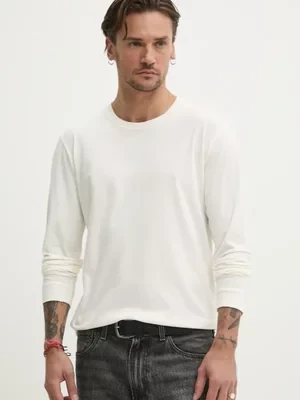 Hollister Co. longsleeve bawełniany kolor beżowy gładki KI324-5127