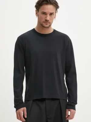 Hollister Co. longsleeve bawełniany kolor czarny gładki KI324-5127