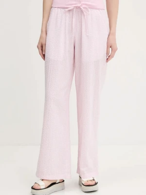 Hollister Co. spodnie bawełniane damskie kolor różowy proste high waist KI356-5063
