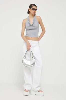 Hollister Co. spodnie damskie kolor biały proste high waist