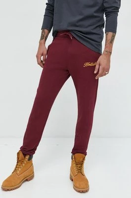 Hollister Co. spodnie dresowe męskie kolor bordowy z aplikacją