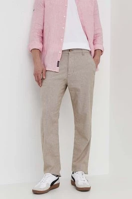 Hollister Co. spodnie z domieszką lnu kolor beżowy proste