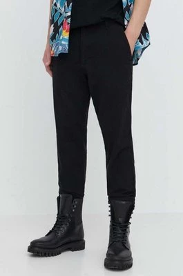 Hollister Co. spodnie z domieszką lnu kolor czarny proste