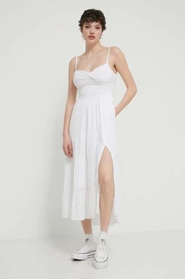 Hollister Co. sukienka kolor biały maxi rozkloszowana