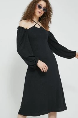 Hollister Co. sukienka kolor czarny midi dopasowana