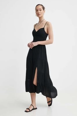 Hollister Co. sukienka kolor czarny midi rozkloszowana