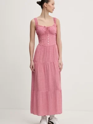 Hollister Co. sukienka kolor czerwony maxi rozkloszowana KI359-5014