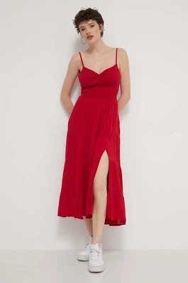 Hollister Co. sukienka kolor czerwony midi rozkloszowana