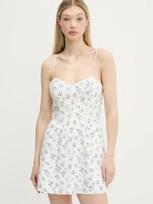 Hollister Co. sukienka lniana kolor beżowy mini rozkloszowana KI359-5240