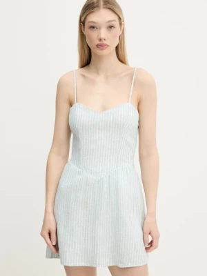 Hollister Co. sukienka lniana kolor zielony mini rozkloszowana KI359-5120
