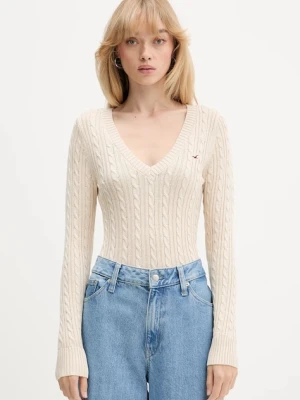Hollister Co. sweter damski kolor beżowy lekki KI350-5134