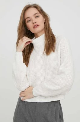 Hollister Co. sweter damski kolor biały z półgolfem