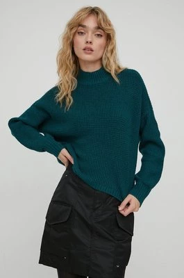 Hollister Co. sweter damski kolor zielony z półgolfem