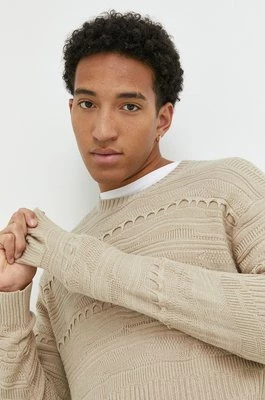 Hollister Co. sweter męski kolor beżowy lekki