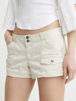 Hollister Co. szorty damskie kolor beżowy gładkie high waist KI349-4192-178