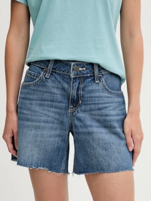 Hollister Co. szorty damskie kolor niebieski gładkie high waist KI349-5169