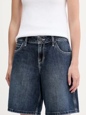 Hollister Co. szorty jeansowe damskie kolor granatowy gładkie high waist KI349-5221
