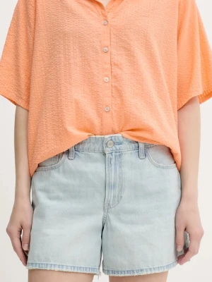 Hollister Co. szorty jeansowe damskie kolor niebieski gładkie high waist KI349-5159