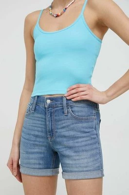 Hollister Co. szorty jeansowe damskie kolor niebieski gładkie medium waist